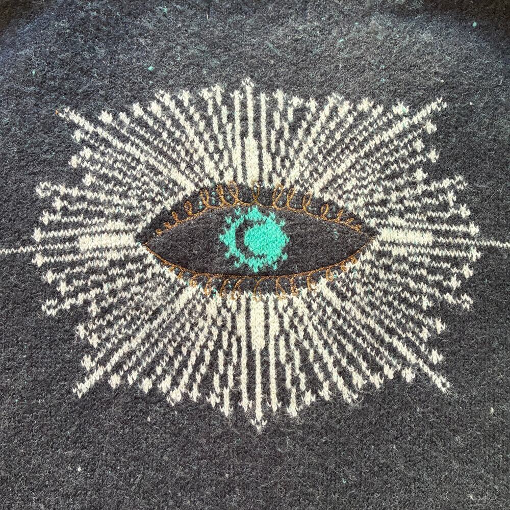 Spiritual Gangster Spirit Eye Royce Wool Cardigan Knit Sweater Gray Size Small - Picture 5 of 9